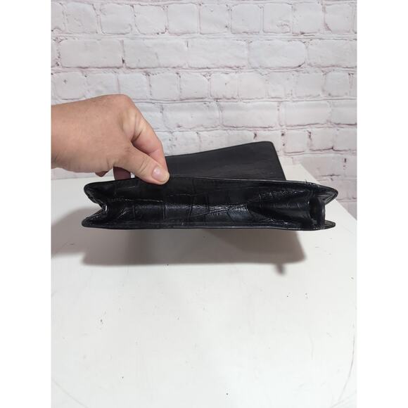VAGABOND SHOEMAKERS Black Croc Embossed Leather Clutch Pouch Attache EUC - Picture 3 of 14